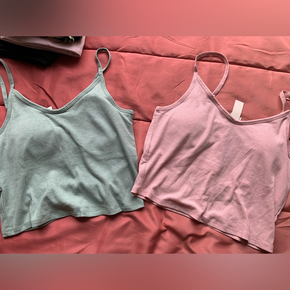 PINK Women’s Crop Tank Spaghetti Straps, Green Or Pink, New